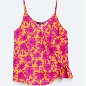 Papermoon Conway Faux Wrap Blouse Coral and Pink Size M